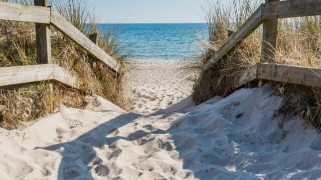 Bild på en strand i Göteborg en sommar dag